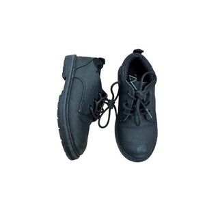 Zara Kids Black Lace-Up Leather Shoes Size 27 With Rugged Soles & Pull Tabs